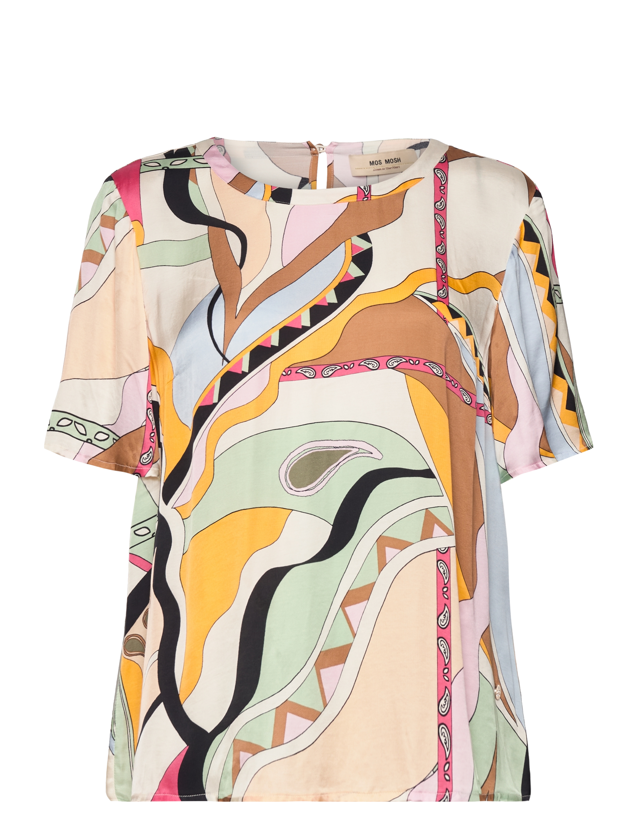 MOS MOSH MMEvie SS Pictus Blouse - Bluser & Skjorter - SMOKE GREEN / multi
