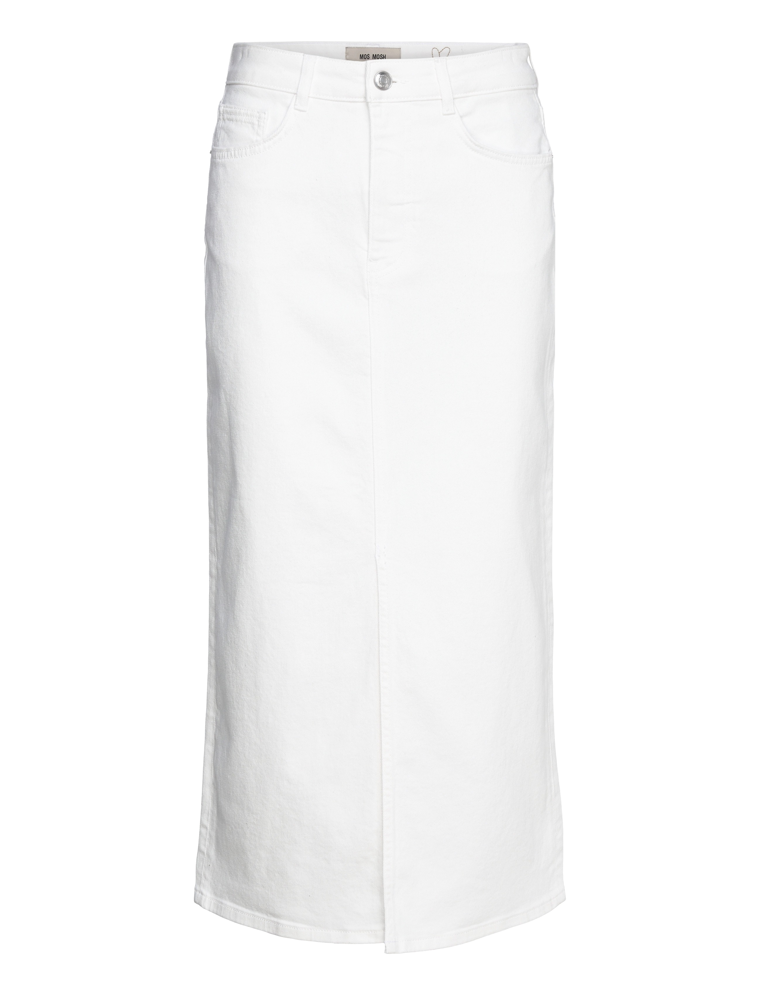 MOS MOSH Mmmella White Denim Skirt, Kvinder, Denim Maxi Nederdel, Hvid, Str: 27