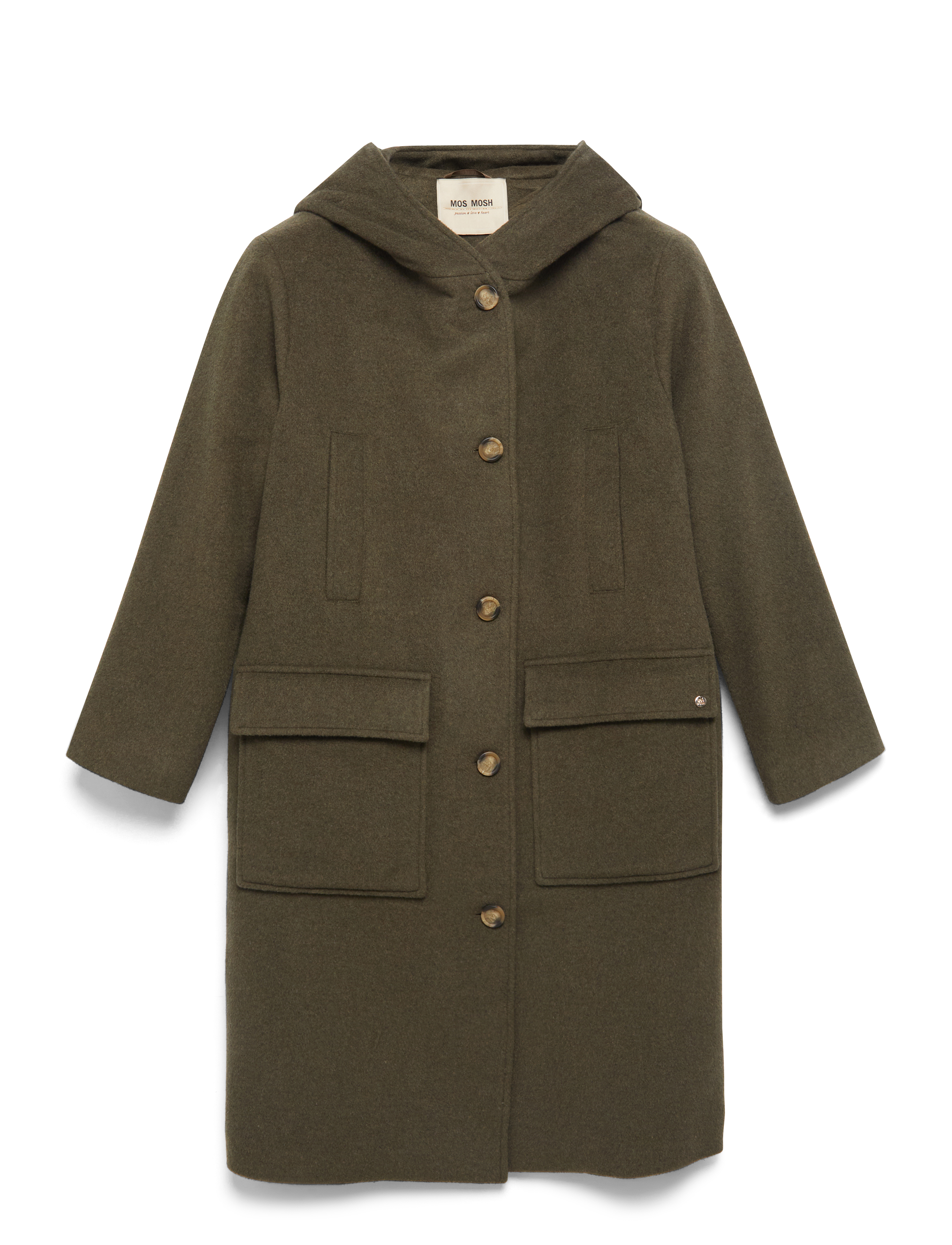 MOS MOSH Mmkenya Hoodie Wolle Mantel Khaki - S - Damen
