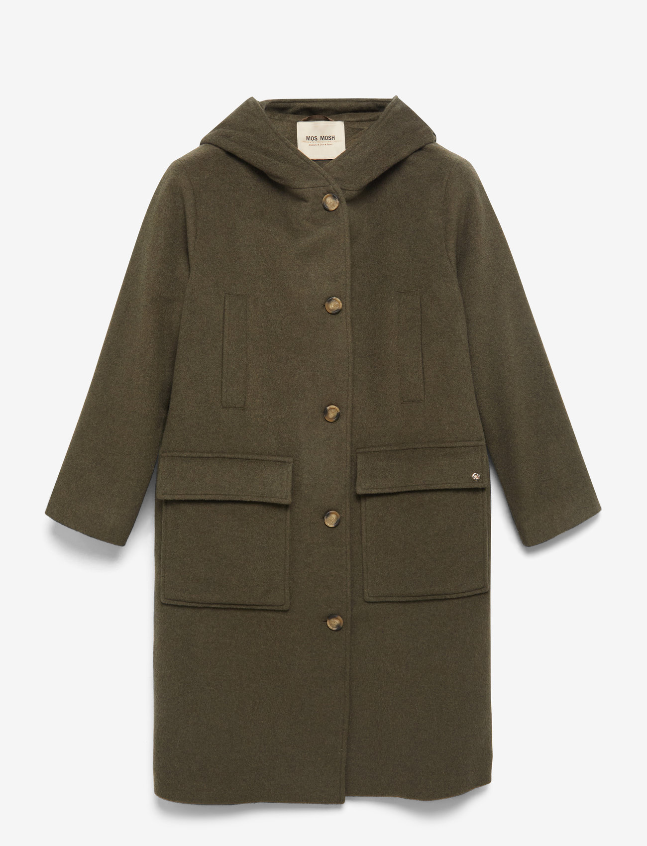 MOS MOSH - MMKenya Hoodie Wool Coat - uldfrakker - forest night - 1