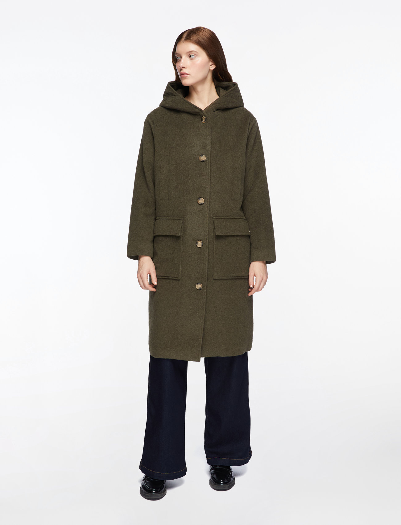 MOS MOSH - MMKenya Hoodie Wool Coat - uldfrakker - forest night - 2