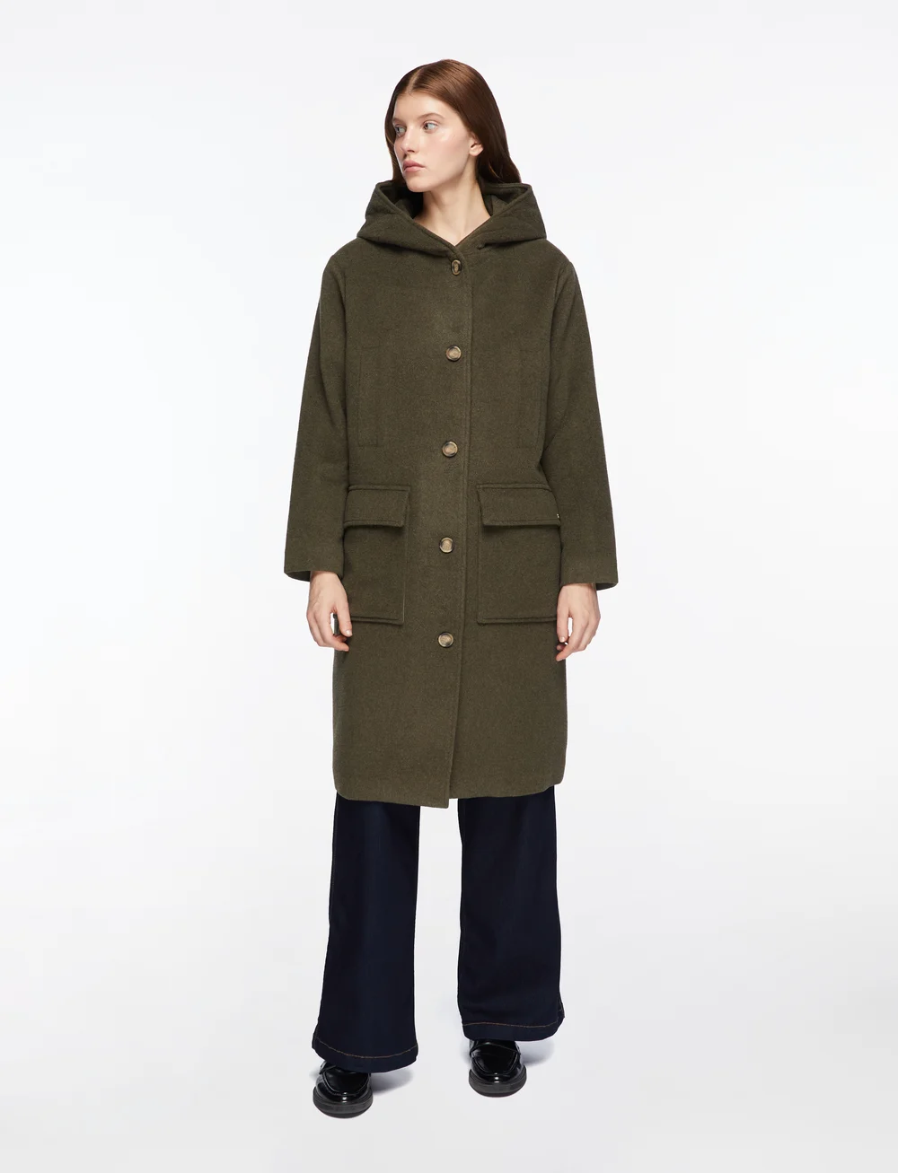 MOS MOSH - MMKenya Hoodie Wool Coat - ullkappor - forest night - 2