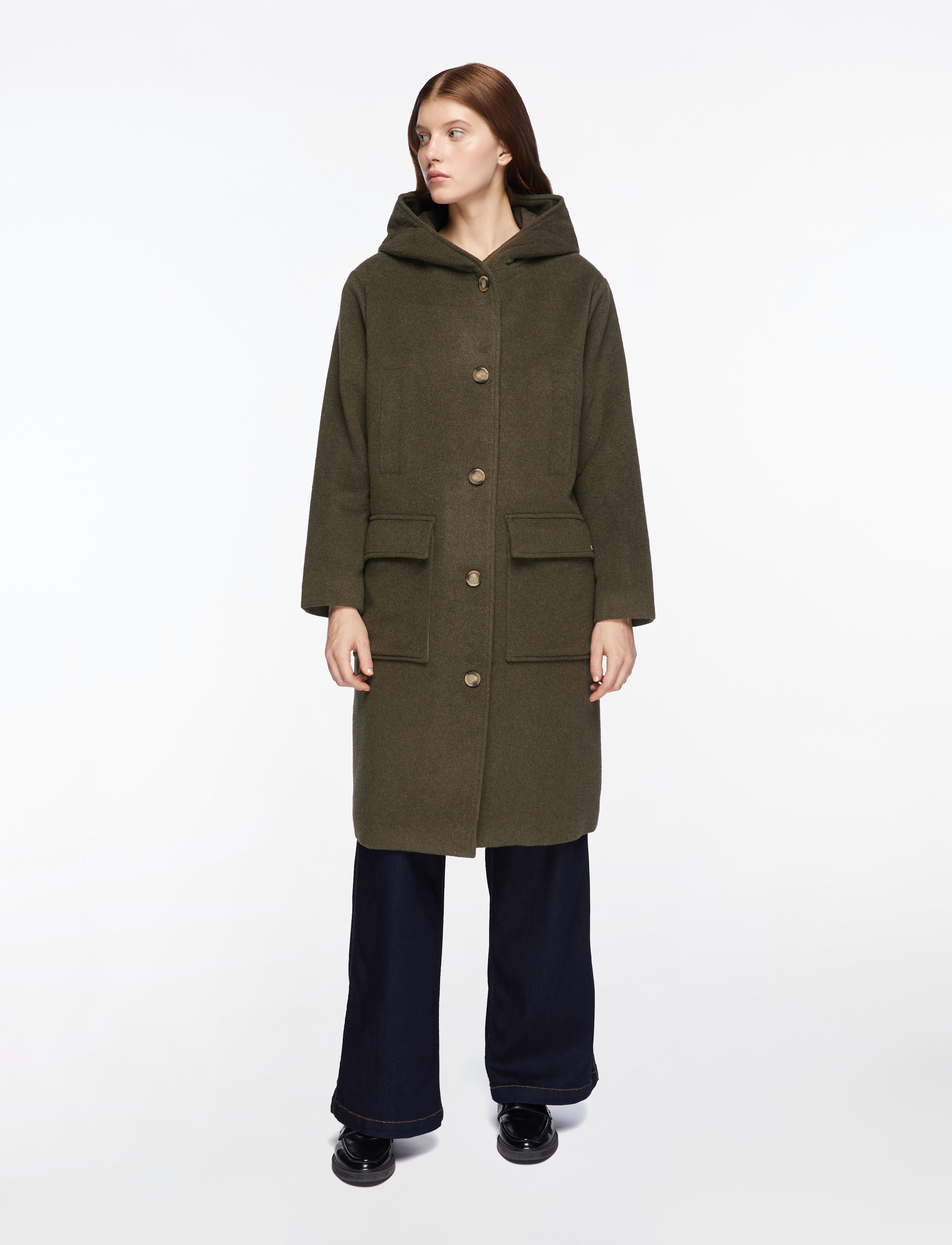 MOS MOSH - MMKenya Hoodie Wool Coat - overtøj - forest night - 2