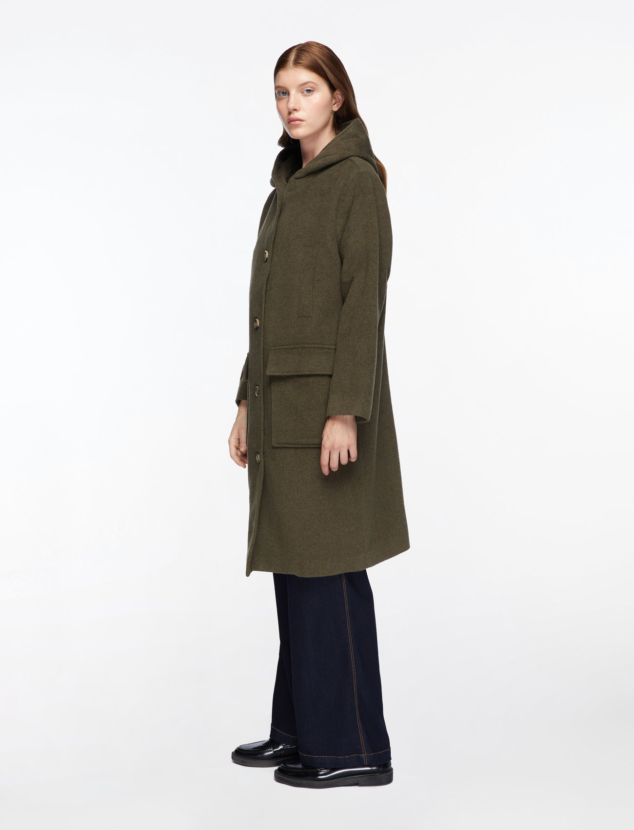 MOS MOSH - MMKenya Hoodie Wool Coat - uldfrakker - forest night - 3