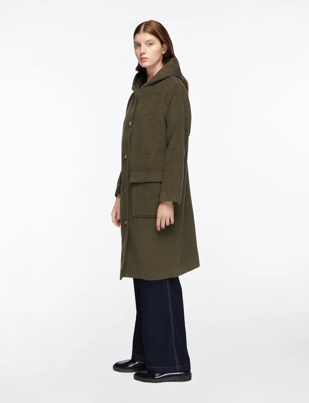 MOS MOSH - MMKenya Hoodie Wool Coat - ullkappor - forest night - 3