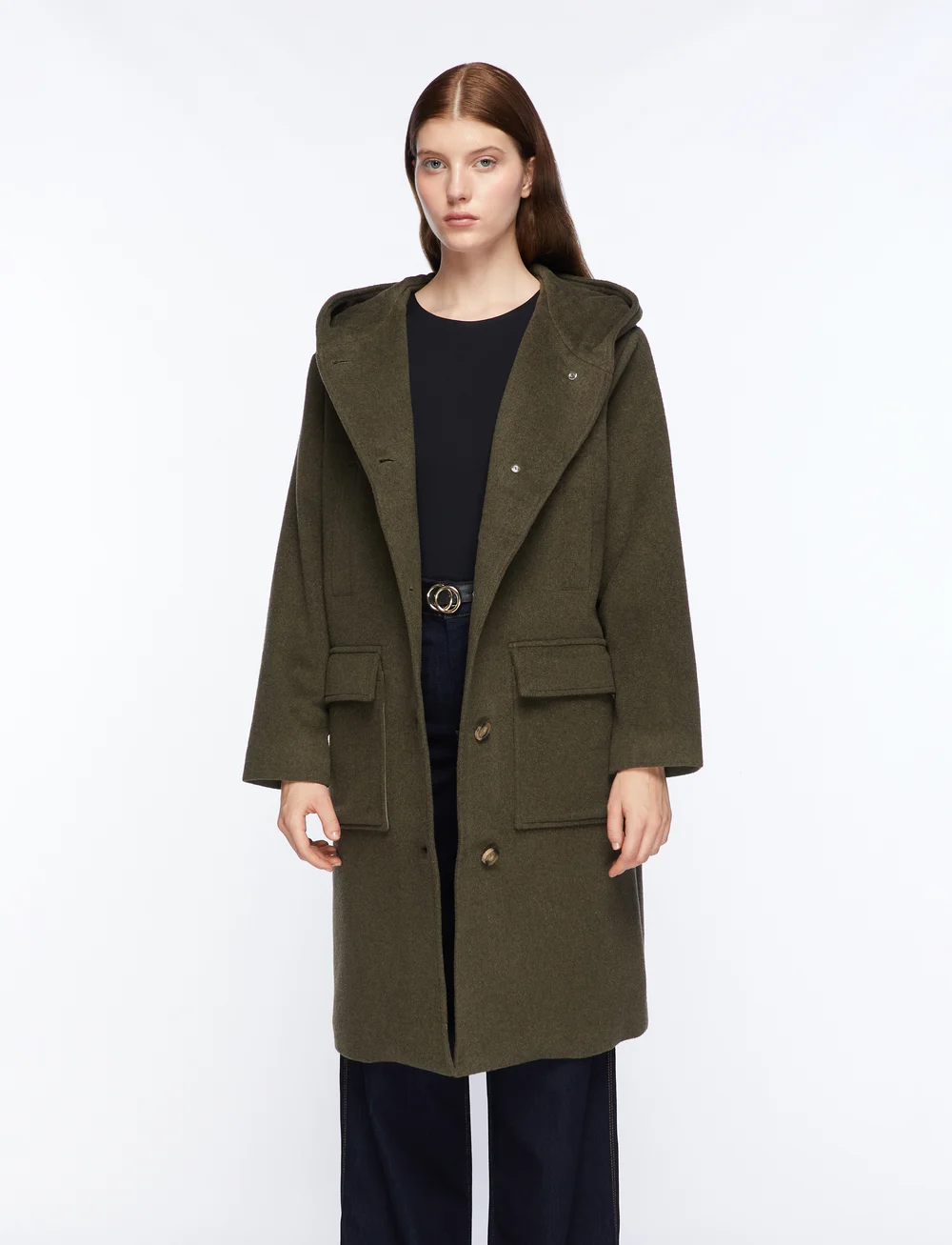 MOS MOSH - MMKenya Hoodie Wool Coat - ullkappor - forest night - 0