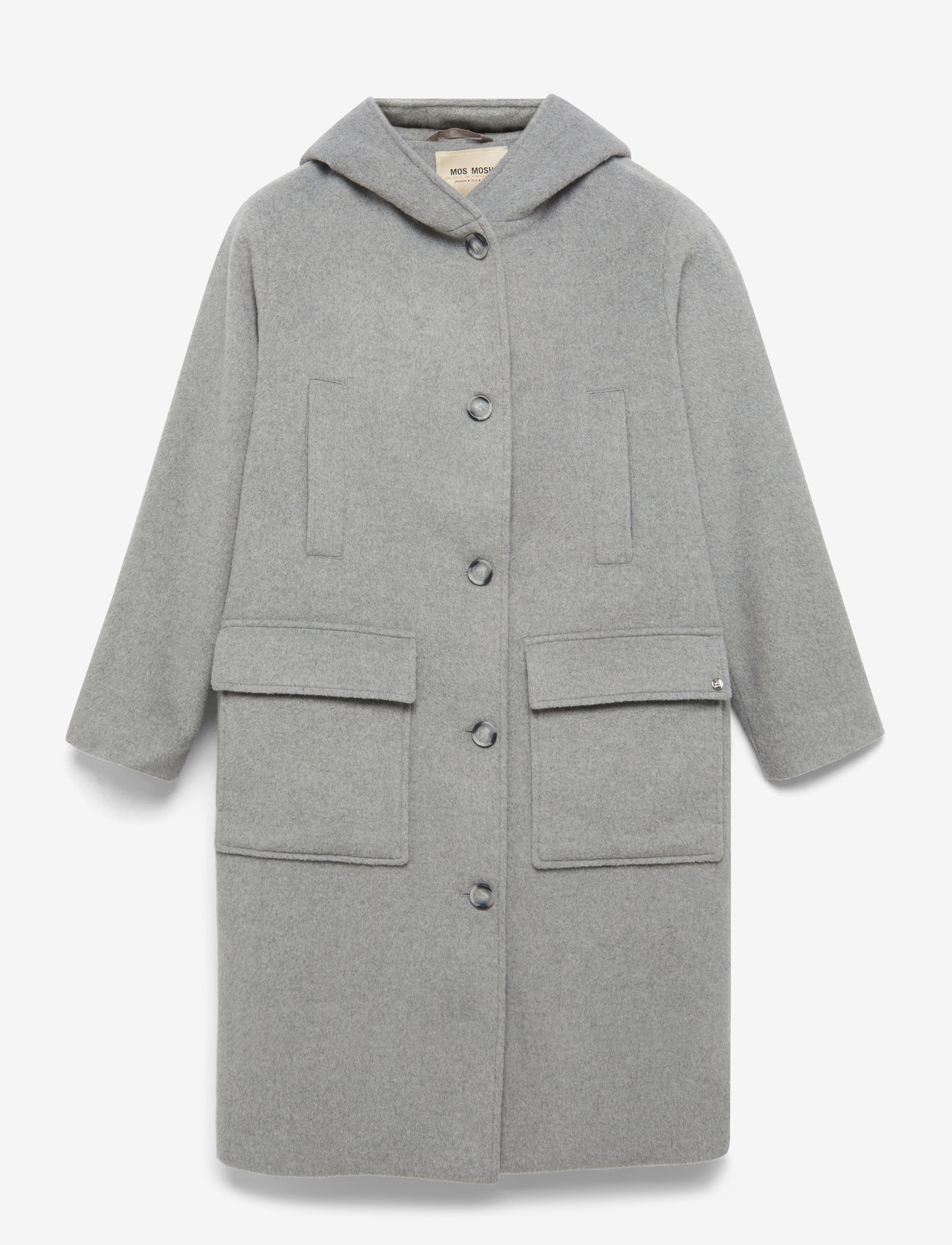 MOS MOSH - MMKenya Hoodie Wool Coat - uldfrakker - grey melange - 1