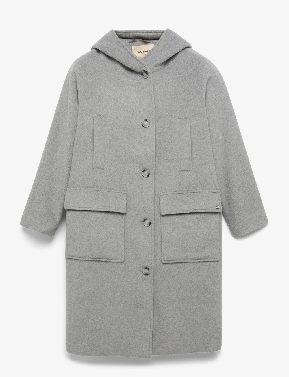MOS MOSH - MMKenya Hoodie Wool Coat - ullkappor - grey melange - 1