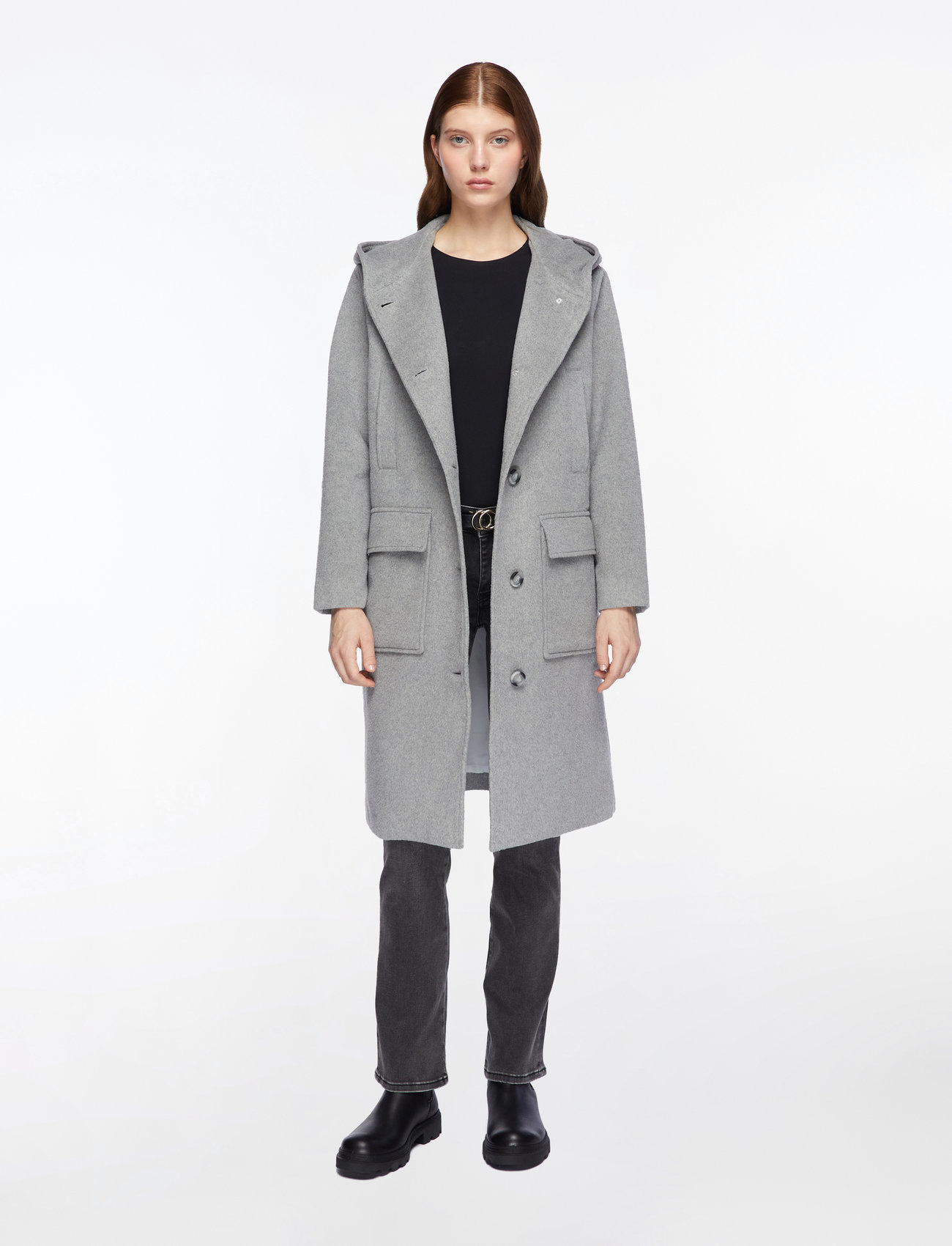MOS MOSH - MMKenya Hoodie Wool Coat - uldfrakker - grey melange - 2