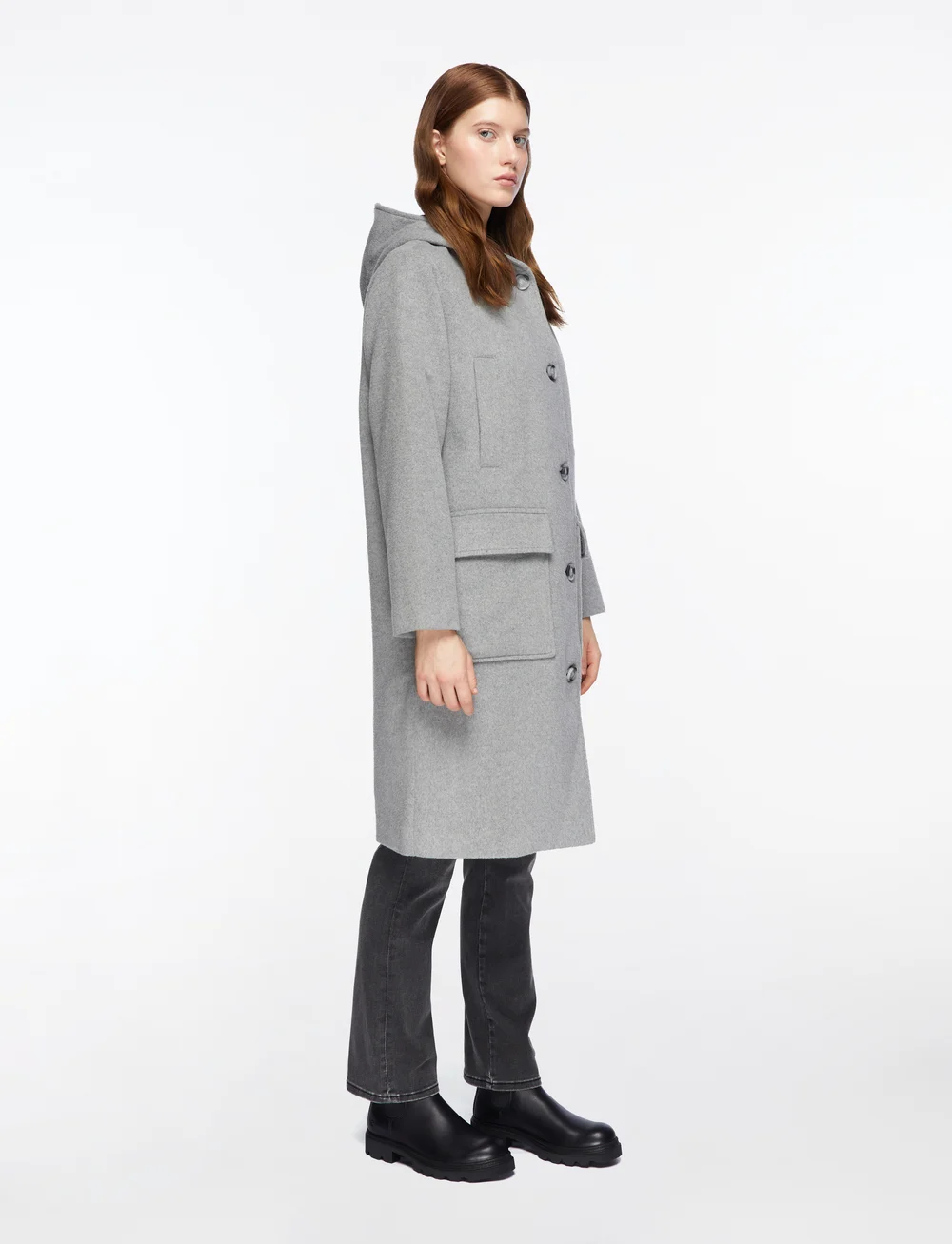 MOS MOSH - MMKenya Hoodie Wool Coat - ullkappor - grey melange - 3