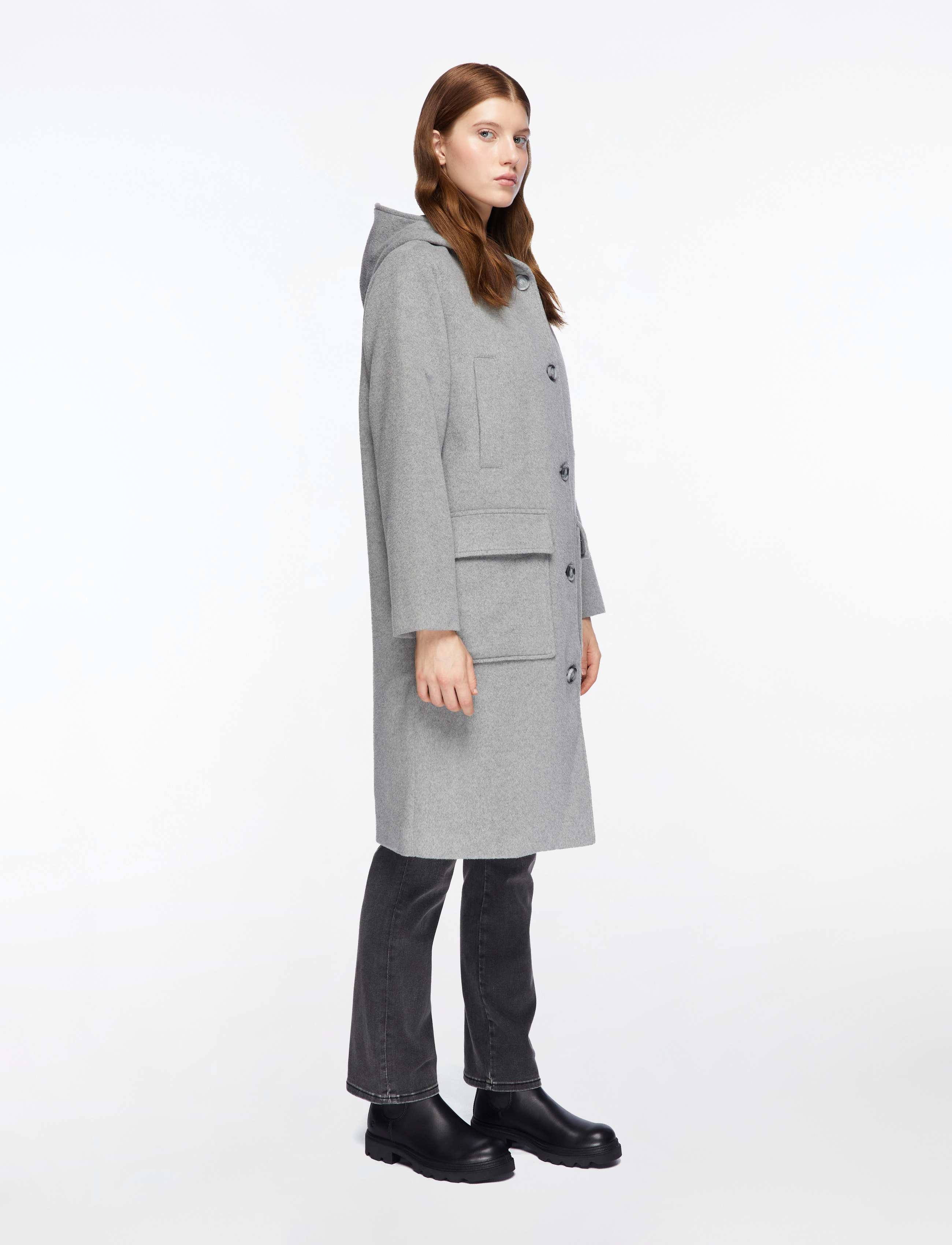 MOS MOSH - MMKenya Hoodie Wool Coat - overtøj - grey melange - 3