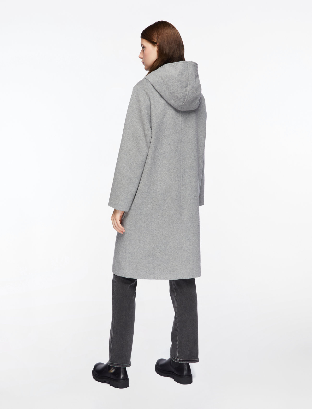 MOS MOSH - MMKenya Hoodie Wool Coat - uldfrakker - grey melange - 4
