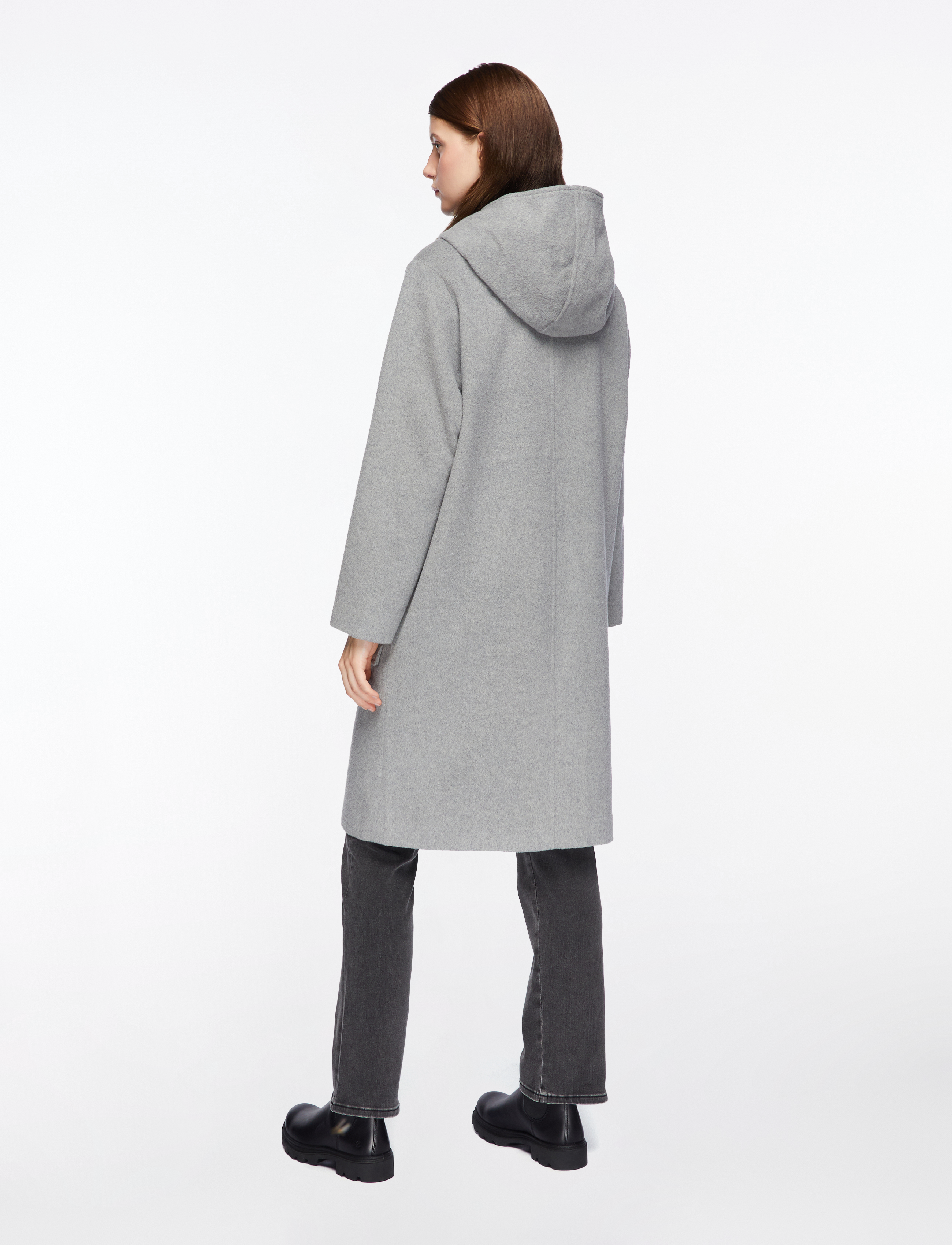 MOS MOSH - MMKenya Hoodie Wool Coat - overtøj - grey melange - 4