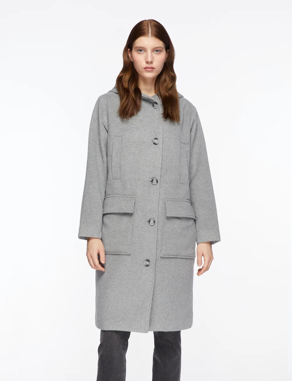 MOS MOSH - MMKenya Hoodie Wool Coat - ullkappor - grey melange - 0