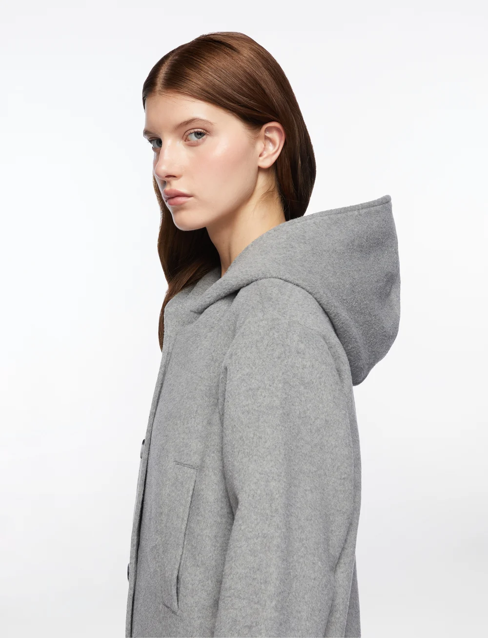 MOS MOSH - MMKenya Hoodie Wool Coat - ullkappor - grey melange - 5
