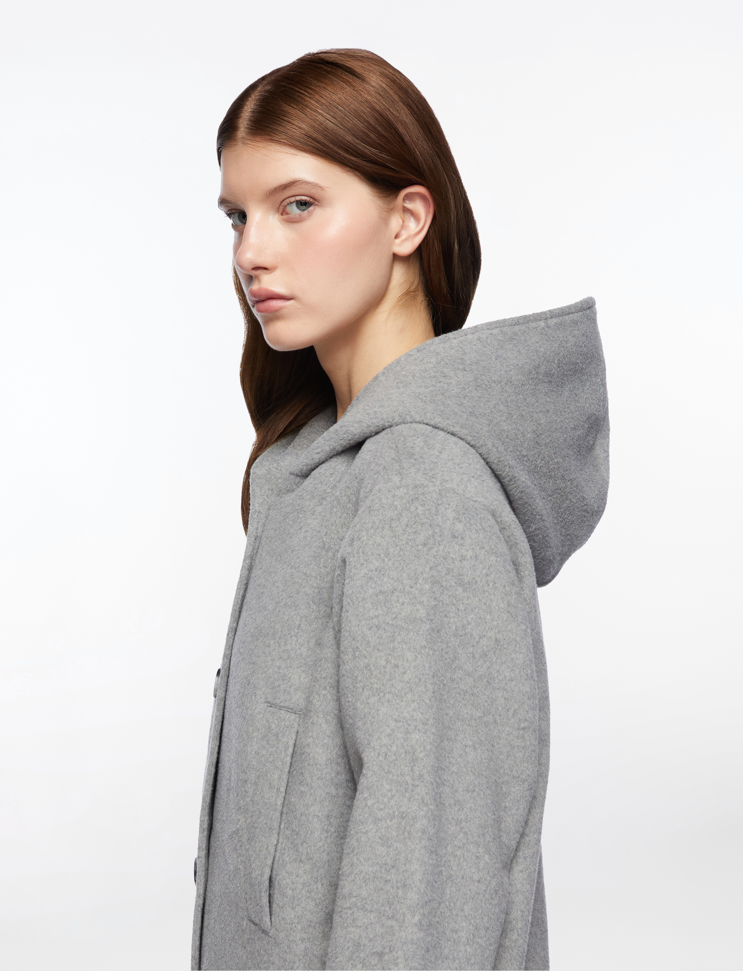 MOS MOSH - MMKenya Hoodie Wool Coat - overtøj - grey melange - 5