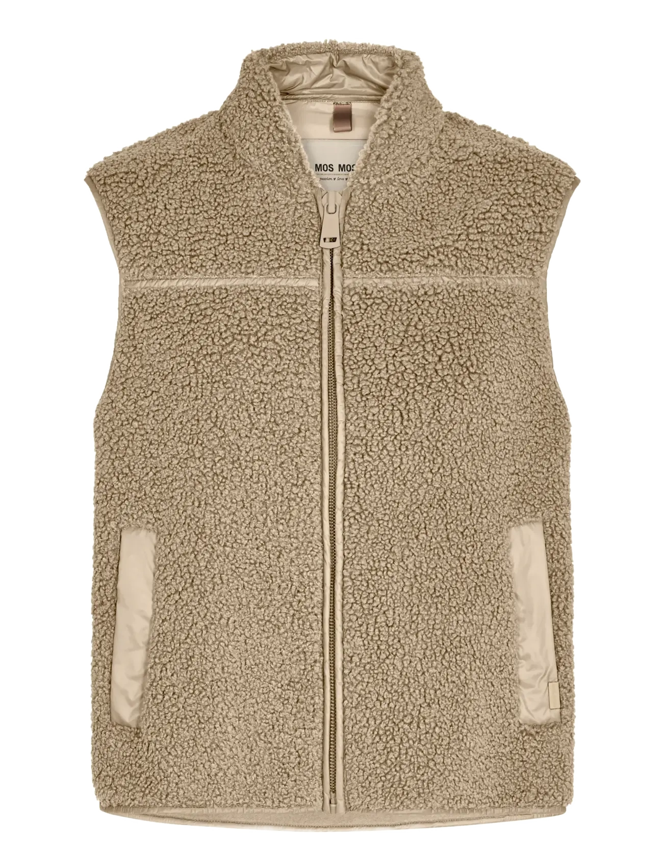 MOS MOSH Mmrowe Teddy Waistcoat, M, Beige, Veste > Vatterede Veste, Dame