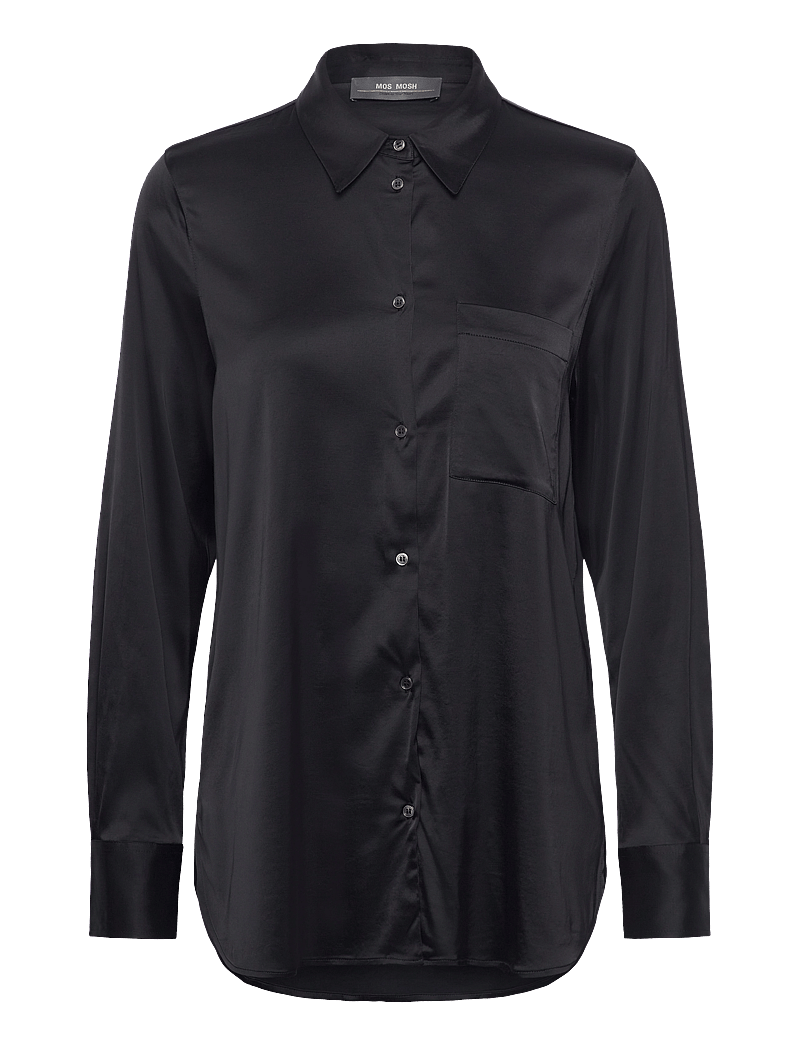 MOS MOSH - MMLinda Satin Shirt - long-sleeved shirts - black - 0