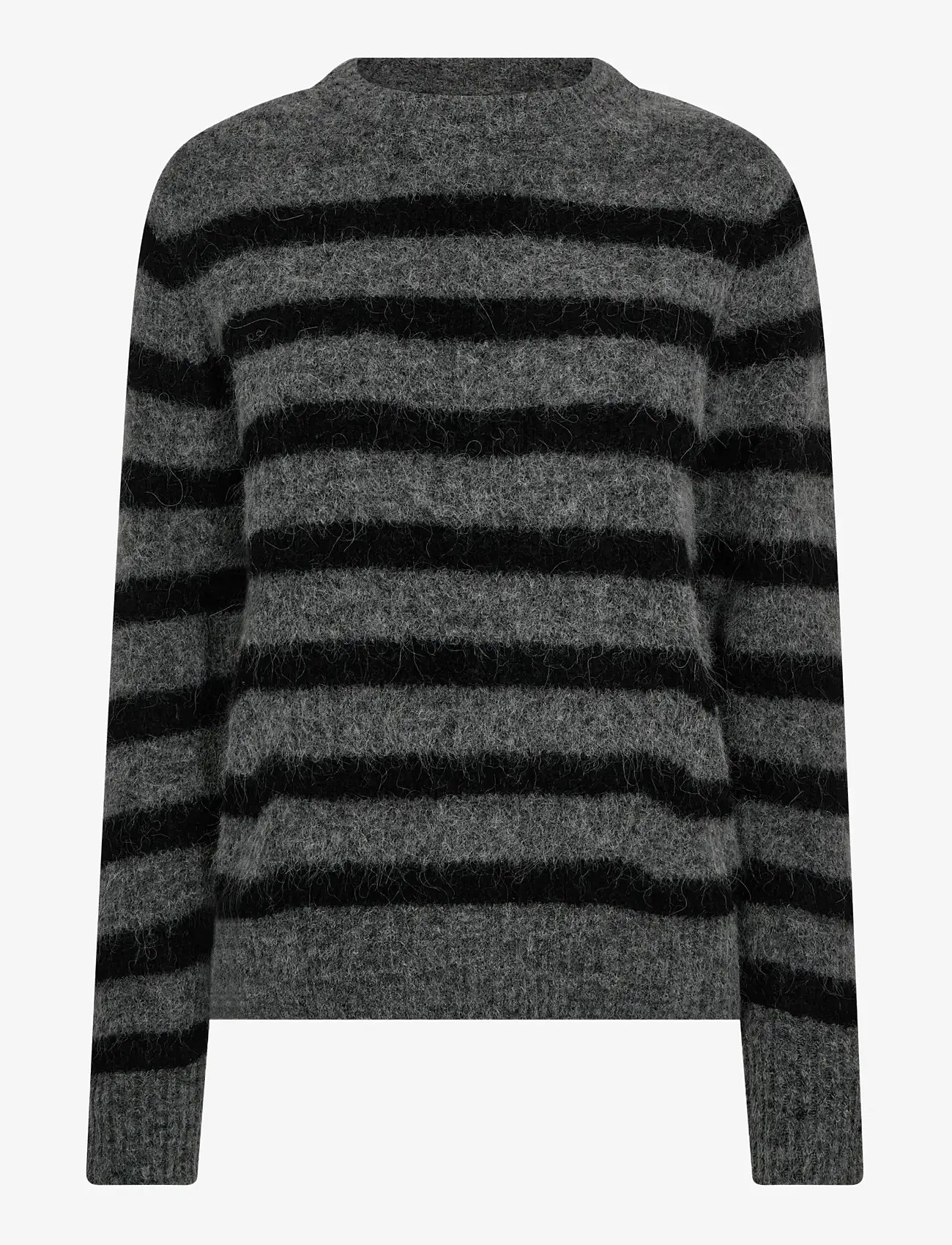 MOS MOSH - MMThora Stripe Crewneck Knit - striktrøjer - dark grey melange - 0