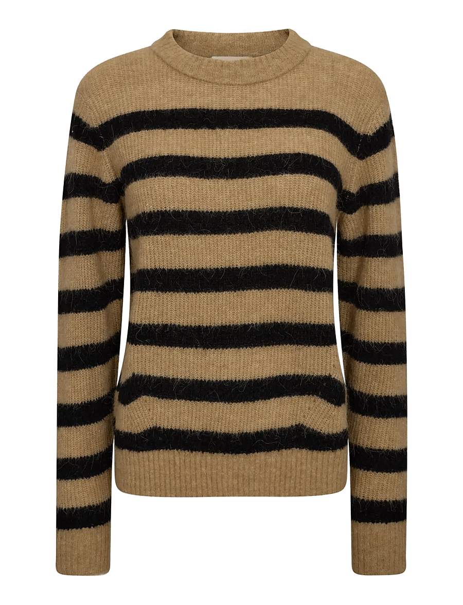 MOS MOSH - MMThora Stripe Crewneck Knit - strikkegensere - true camel - 0