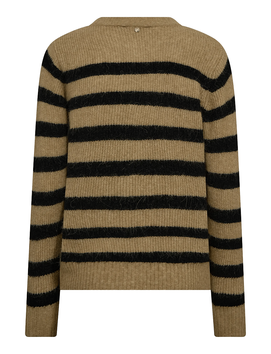 MOS MOSH - MMThora Stripe Crewneck Knit - strikkegensere - true camel - 1