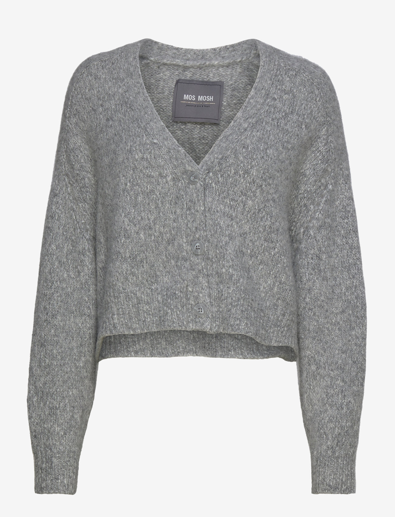MOS MOSH - MMZela Warm Knit Cardigan - koftor - grey melange - 0