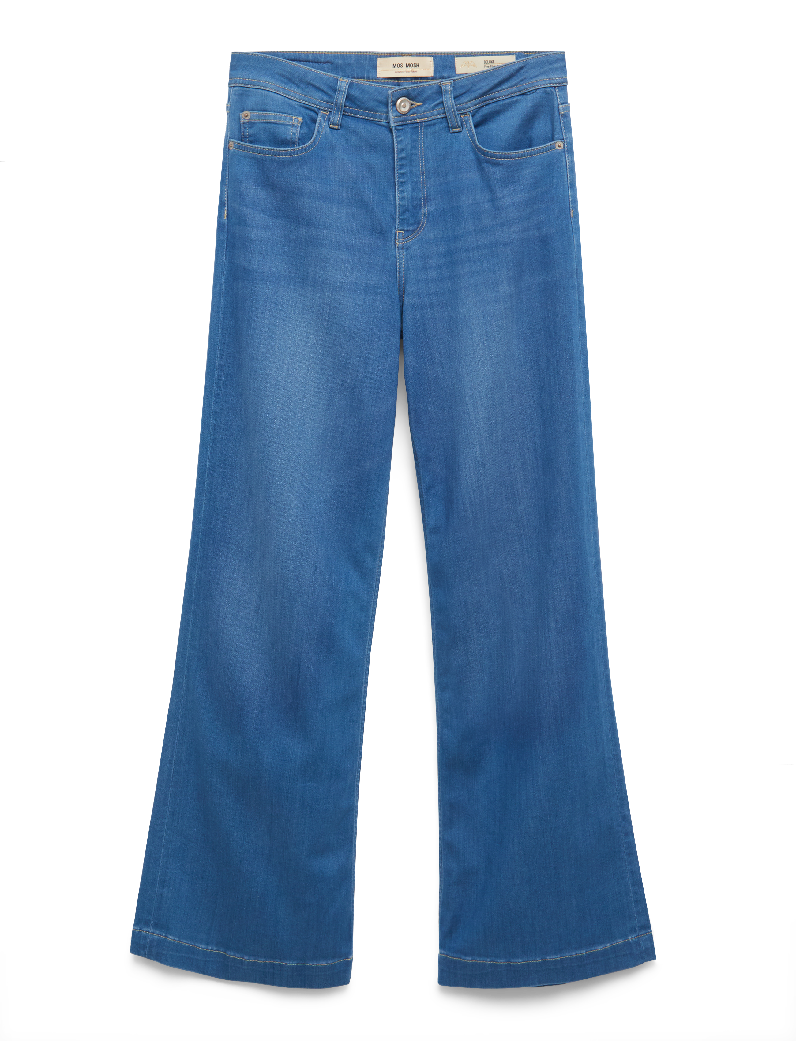 MOS MOSH - MMDara Deluxe Jeans - víðar gallabuxur - mid blue - 2