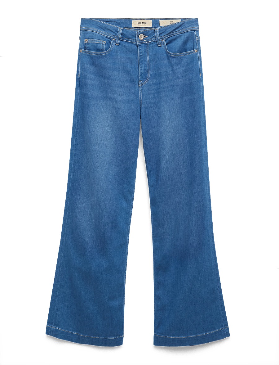 MOS MOSH - MMDara Deluxe Jeans - víðar gallabuxur - mid blue - 2