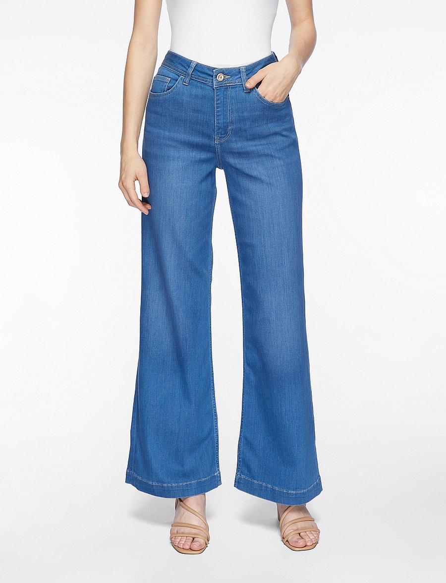 MOS MOSH - MMDara Deluxe Jeans - víðar gallabuxur - mid blue - 0