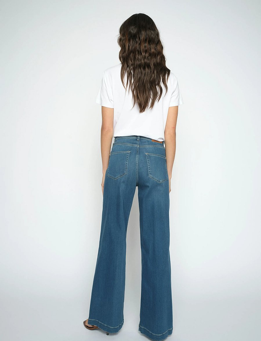 MOS MOSH - MMDara Deluxe Jeans - hosen mit weitem bein - mid blue - 3