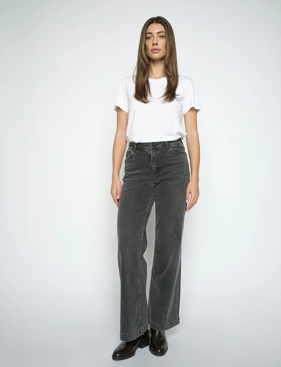 MOS MOSH - MMDara Deluxe Jeans - hosen mit weitem bein - grey - 0