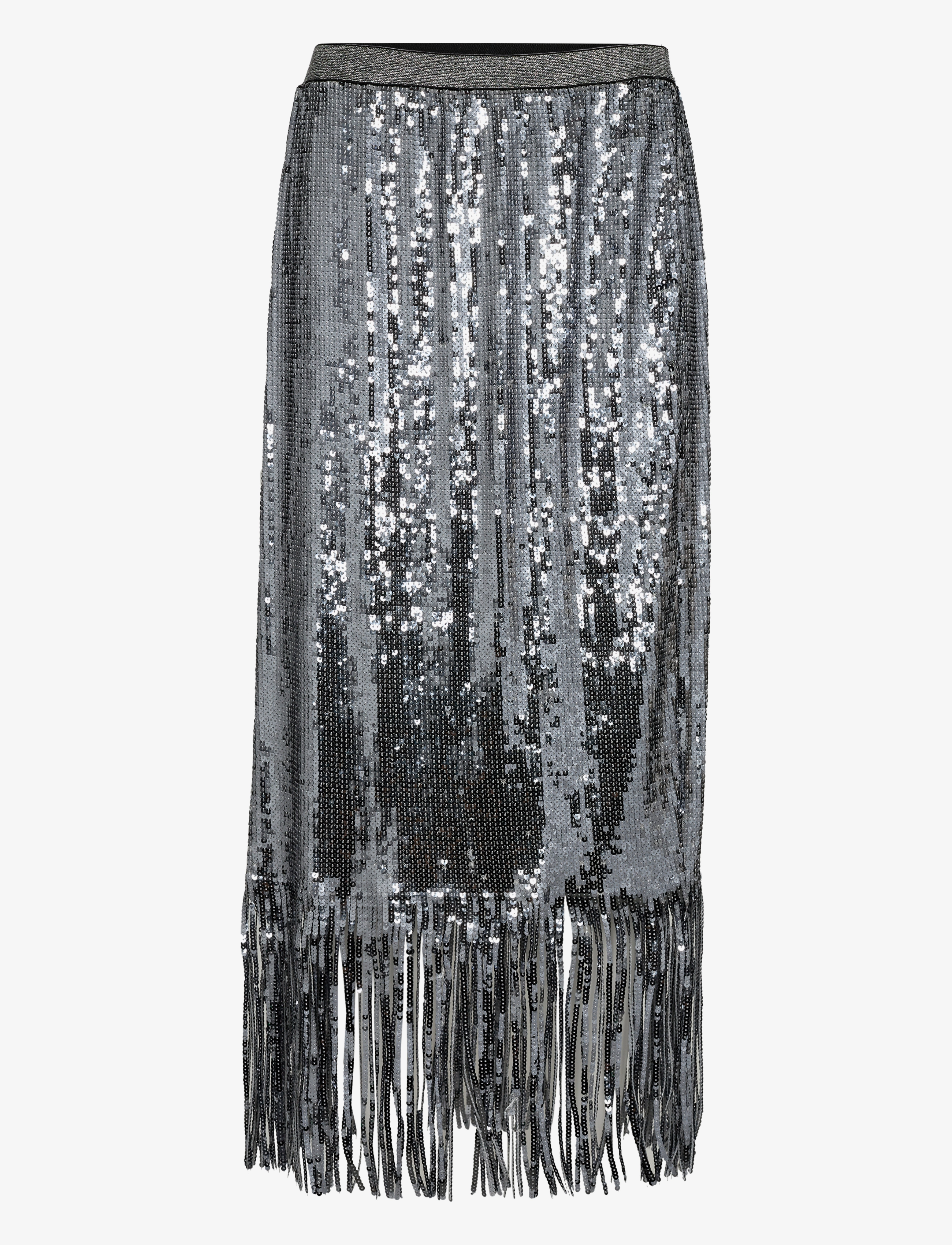 MOS MOSH Mmmiaz Sequin Skirt, M, Röcke, Silber - Knee-length & Midi Frauen