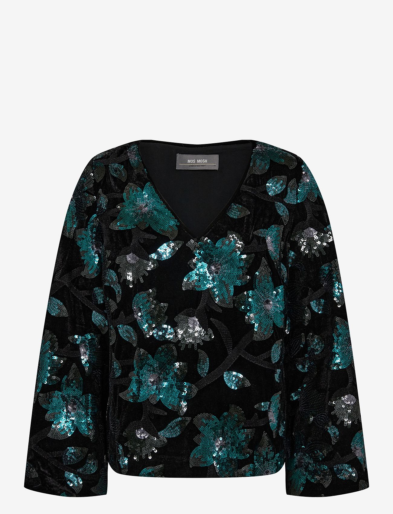 MOS MOSH - MMLizza Tinsel Blouse - långärmade blusar - storm - 0