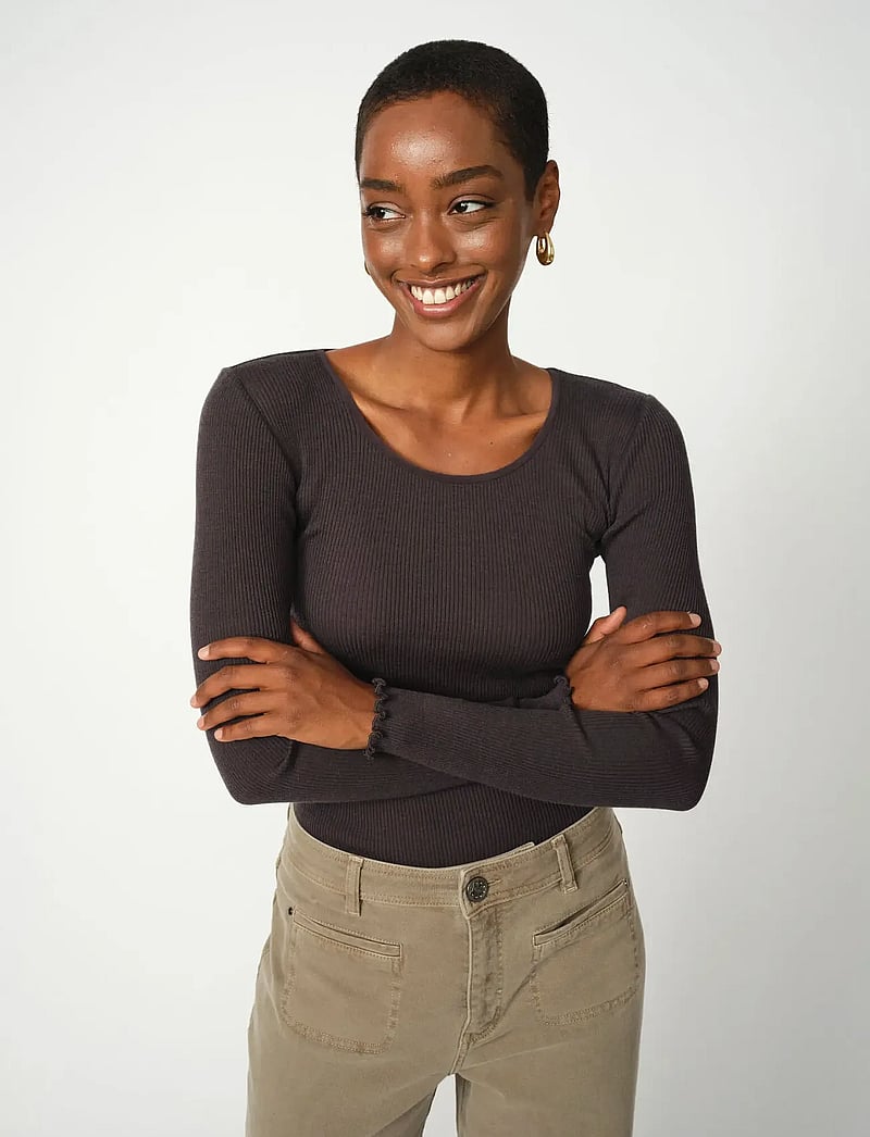 MOS MOSH - MMElaine O-LS Seamless Tee - long-sleeved tops - phantom - 0