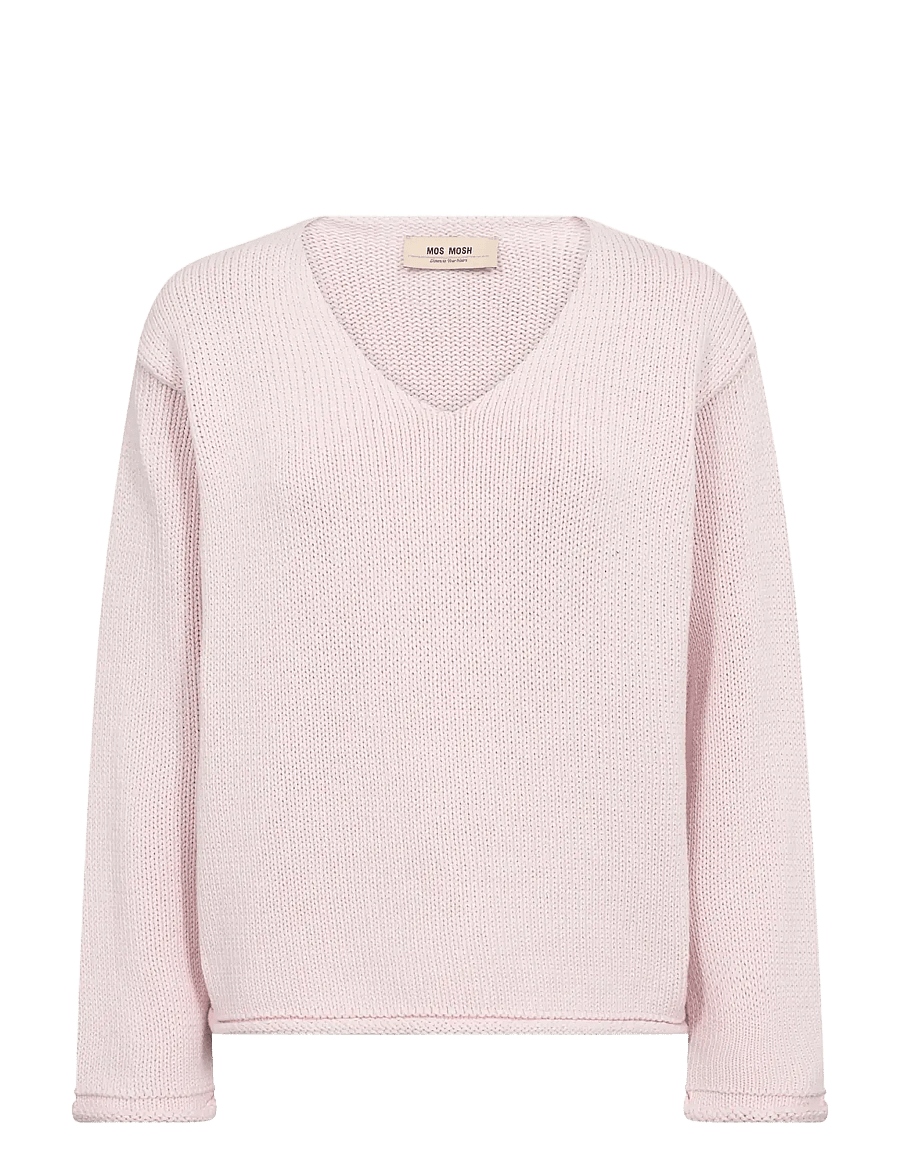 MOS MOSH - MMBine LS V-neck Knit - striktrøjer - ballet slipper - 1