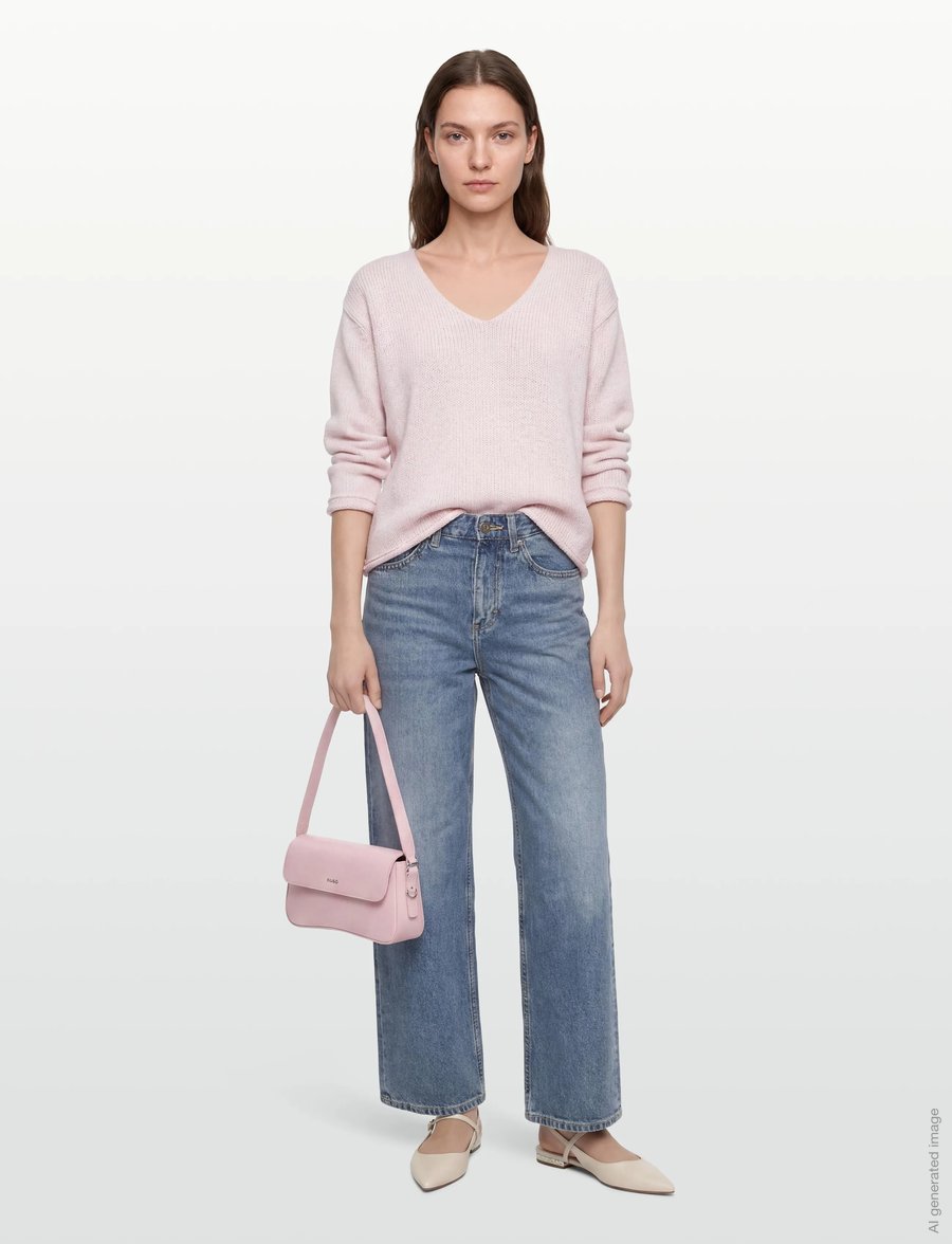 MOS MOSH - MMBine LS V-neck Knit - striktrøjer - ballet slipper - 0