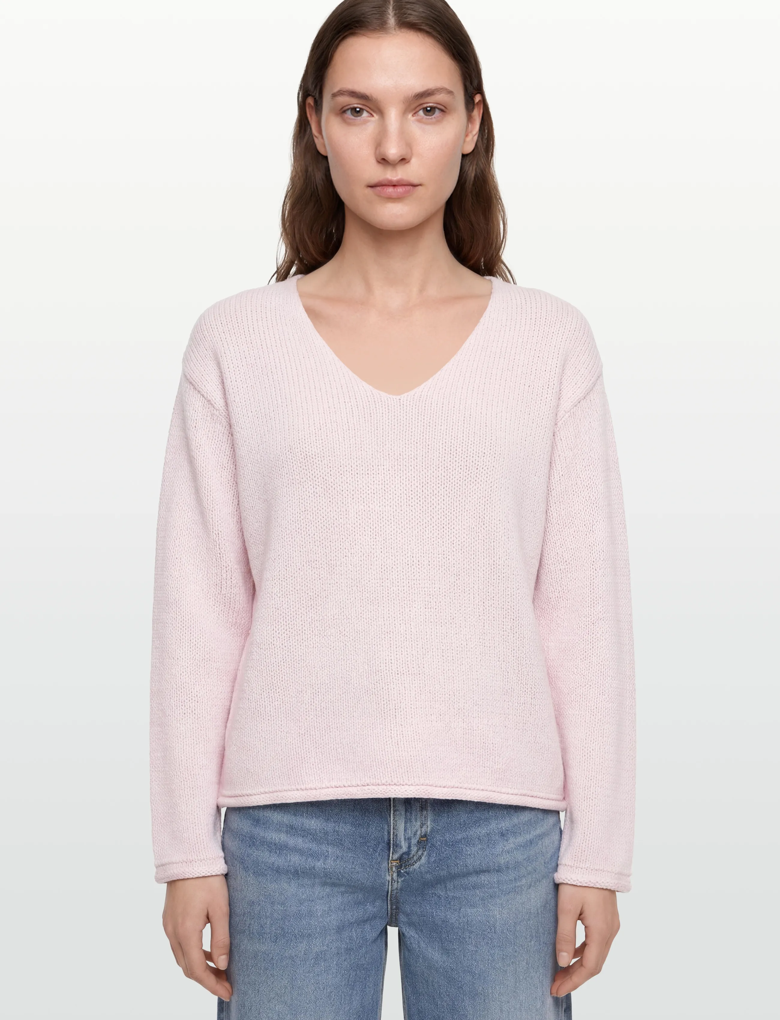 MOS MOSH - MMBine LS V-neck Knit - striktrøjer - ballet slipper - 3