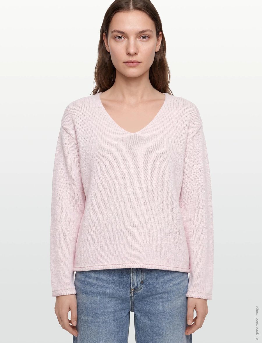 MOS MOSH - MMBine LS V-neck Knit - striktrøjer - ballet slipper - 3
