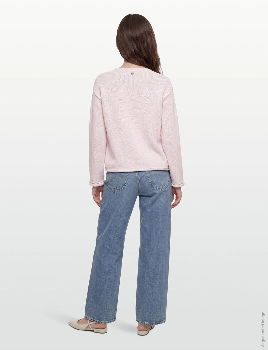 MOS MOSH - MMBine LS V-neck Knit - striktrøjer - ballet slipper - 4