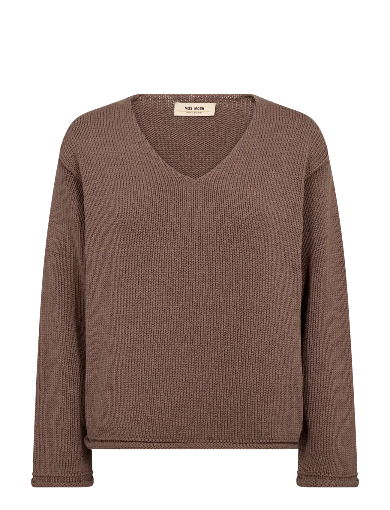MOS MOSH Mmbine Ls V-Ausschnitt Knit Braun - S - Damen