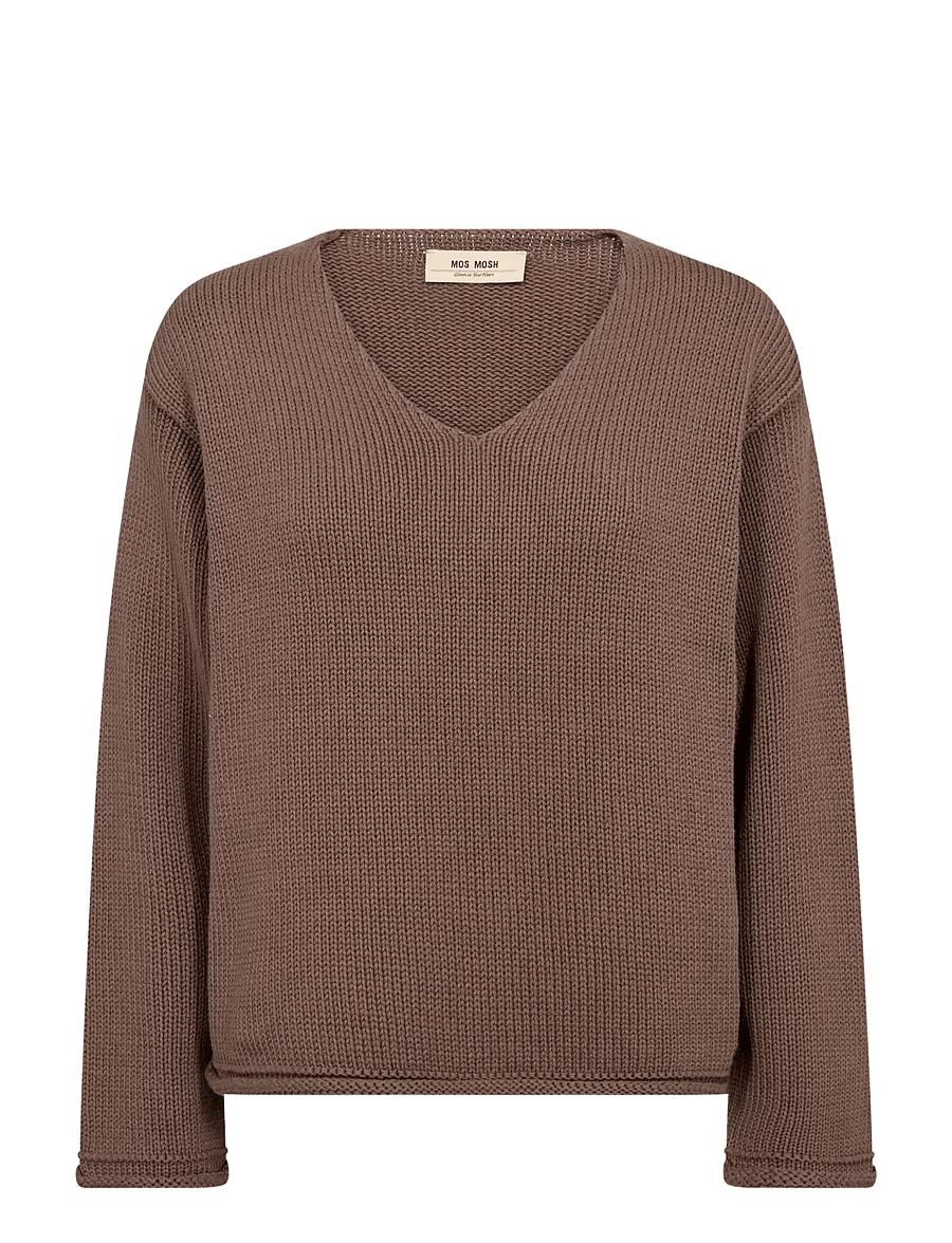 MOS MOSH - MMBine LS V-neck Knit - pullover - coffee quartz - 1
