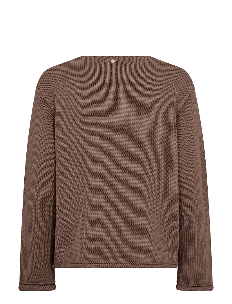 MOS MOSH - MMBine LS V-neck Knit - stickade tröjor - coffee quartz - 2