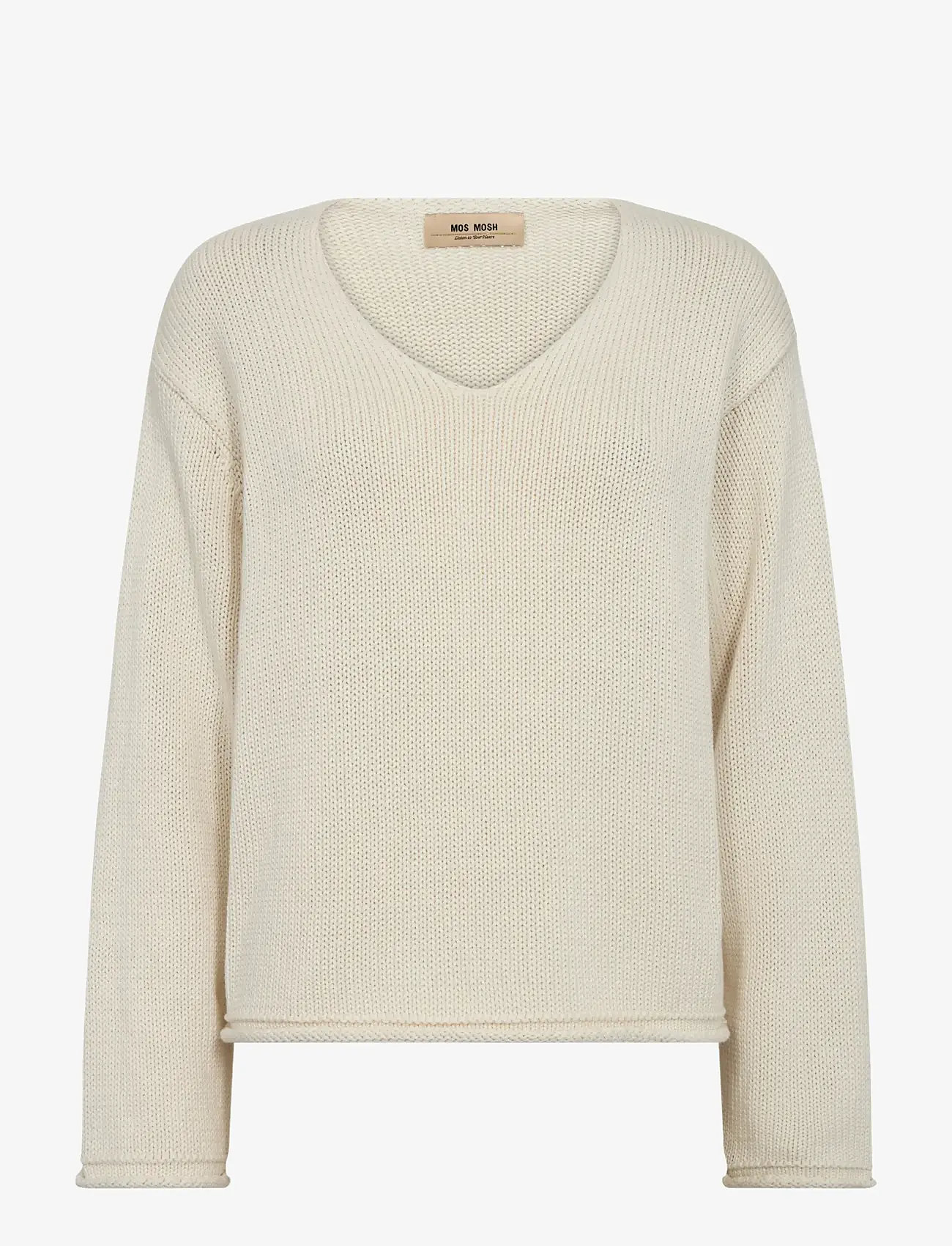 MOS MOSH - MMBine LS V-neck Knit - pullover - ecru - 0