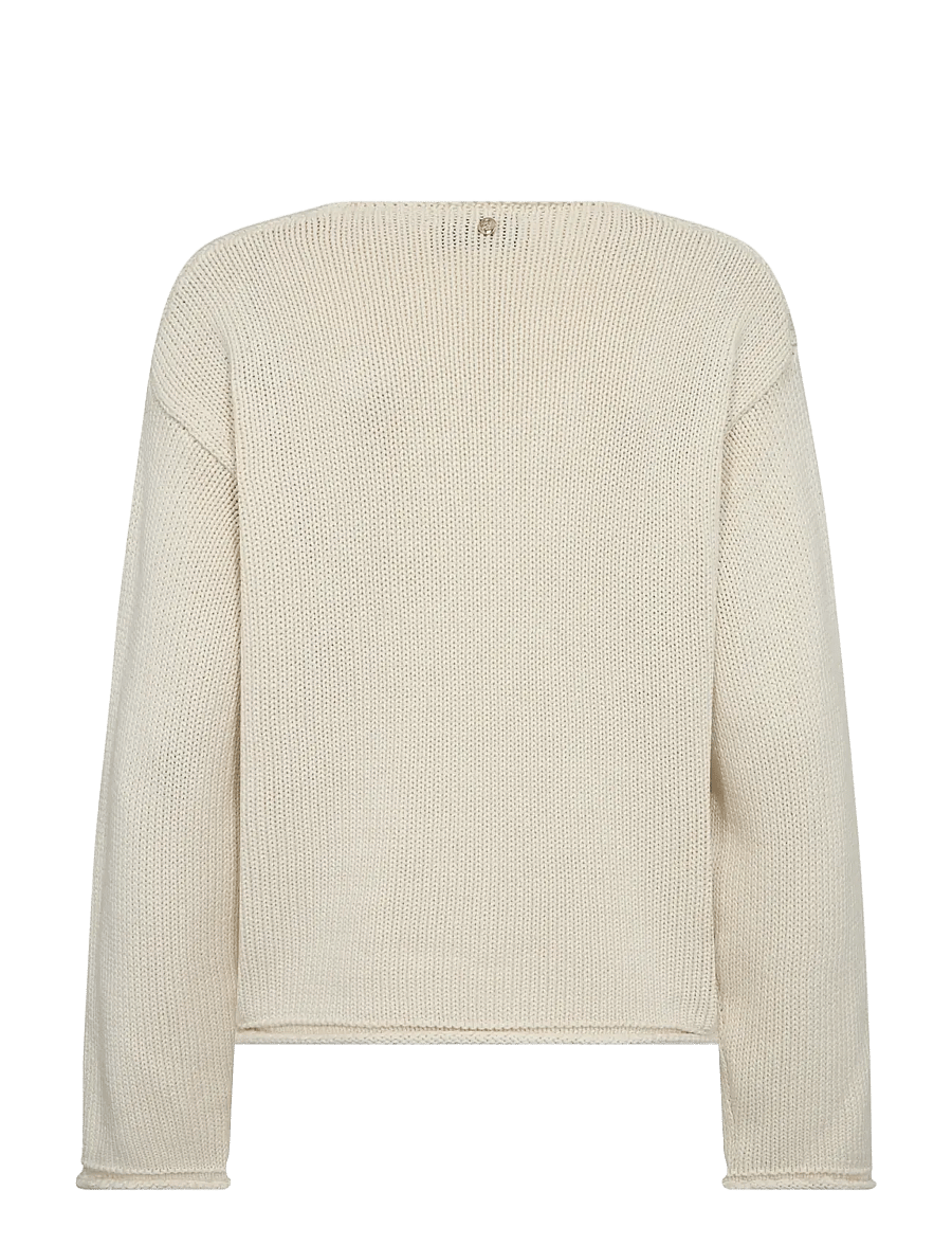 MOS MOSH - MMBine LS V-neck Knit - striktrøjer - ecru - 1
