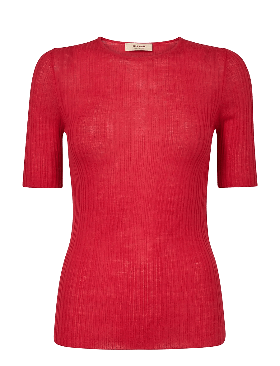 MOS MOSH - MMBouch Rib SS Knit - t-shirts - chinese red - 0