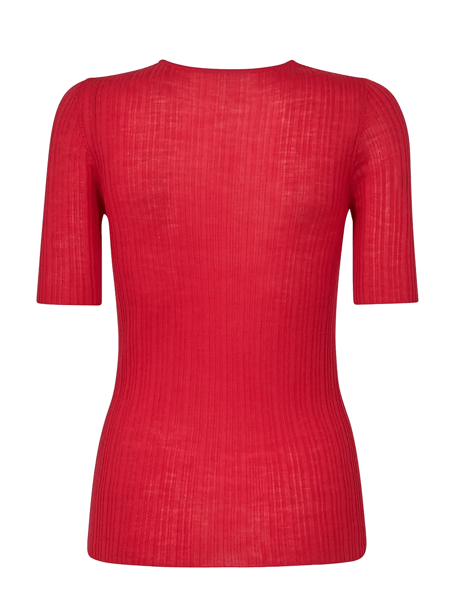 MOS MOSH - MMBouch Rib SS Knit - t-shirts - chinese red - 1