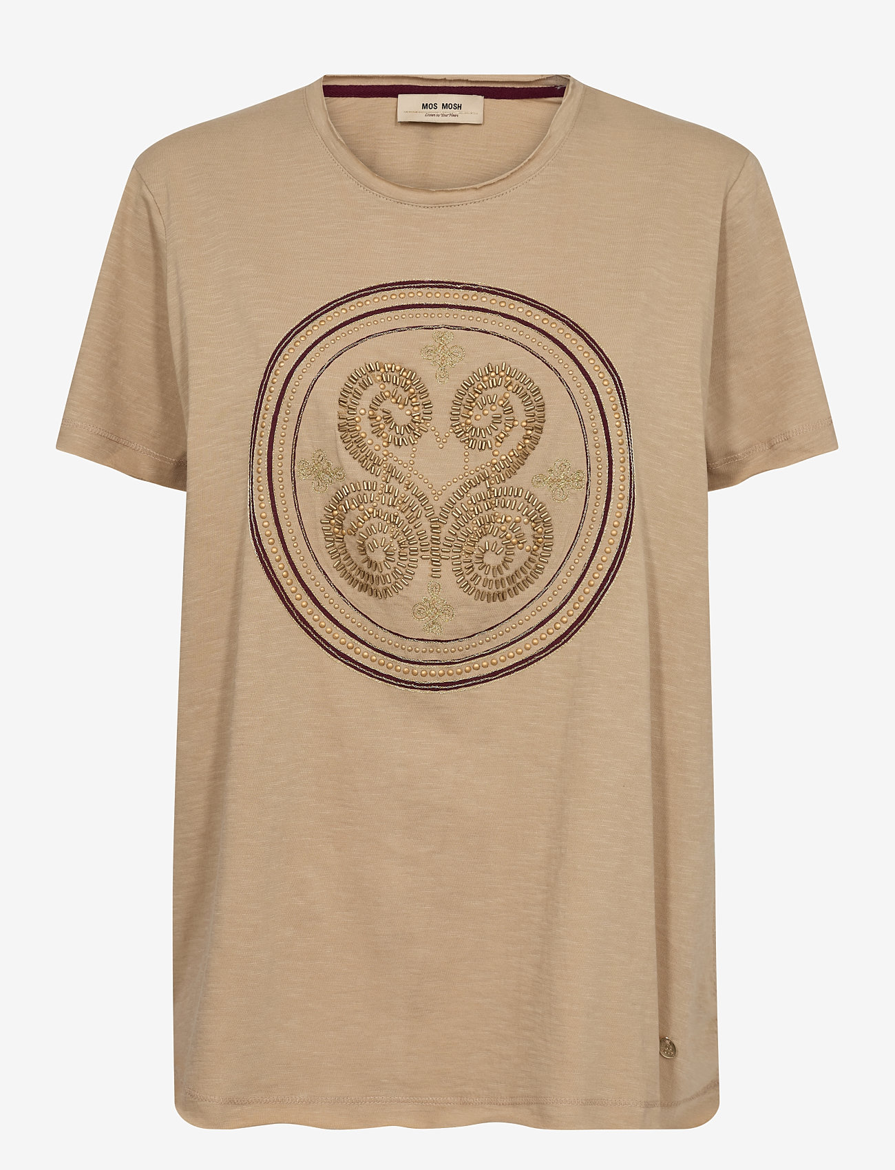 MOS MOSH - MMZano O-SS Embroidery Tee - t-shirts - sesame - 0