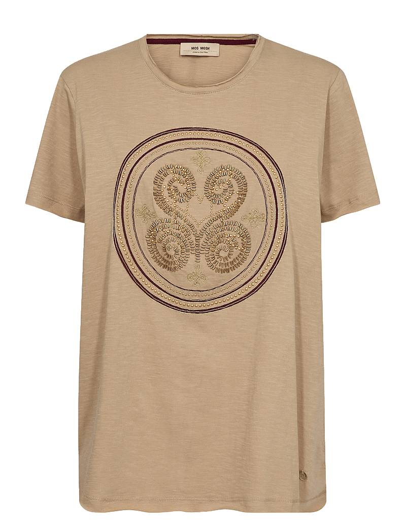 MOS MOSH - MMZano O-SS Embroidery Tee - t-shirts - sesame - 0