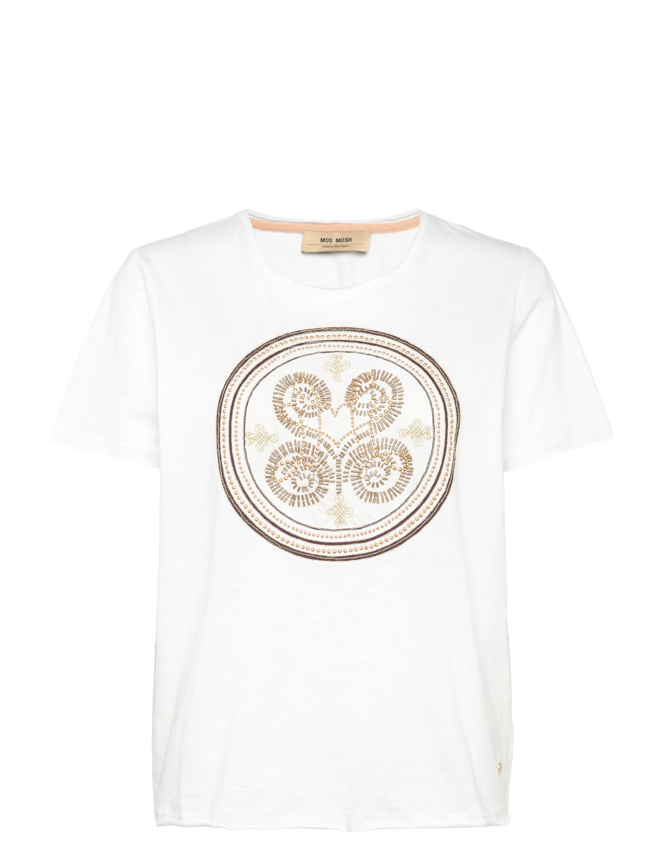 MOS MOSH Mmzano O-Ss Embroidery Tee Weiß - S - Damen