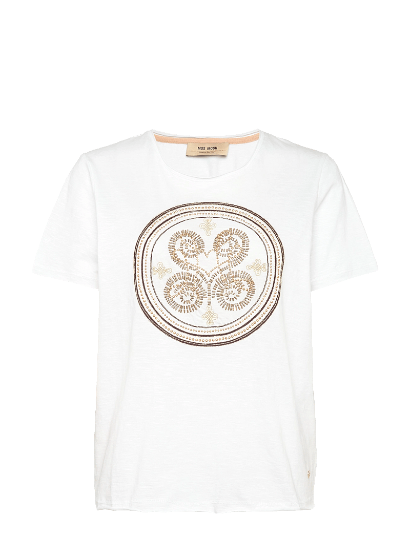 MOS MOSH - MMZano O-SS Embroidery Tee - t-särgid - white - 0